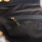 Small Coco Base Hobo Bag Blue Denim Tweed and Navy Blue Shiny Lambskin Gold Hardware