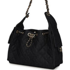 Small 25 Hobo Bag Dark Blue Denim Light Gold Hardware