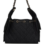 Small 25 Hobo Bag Dark Blue Denim Light Gold Hardware