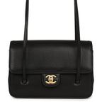 Small Preppy Coco Flap Bag Black Shiny Caviar Brushed Gold Hardware