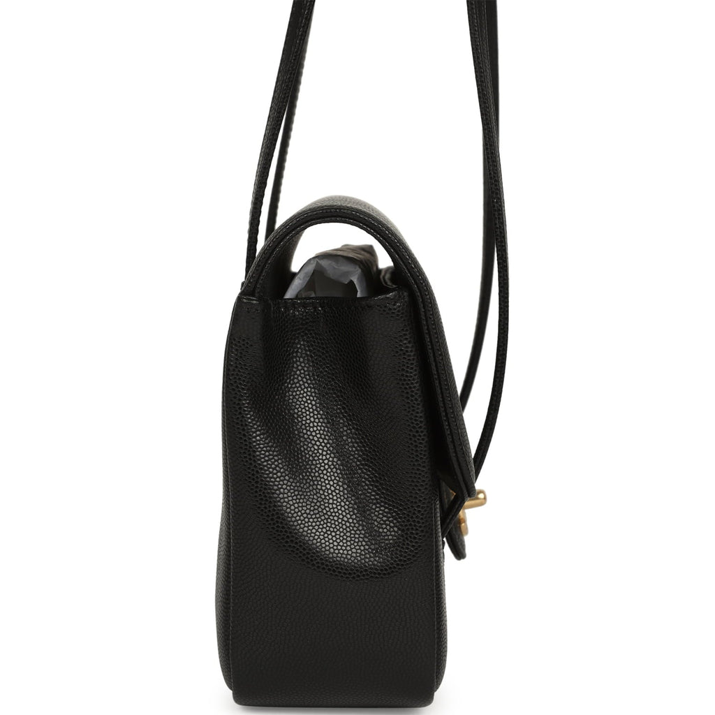 Small Preppy Coco Flap Bag Black Shiny Caviar Brushed Gold Hardware