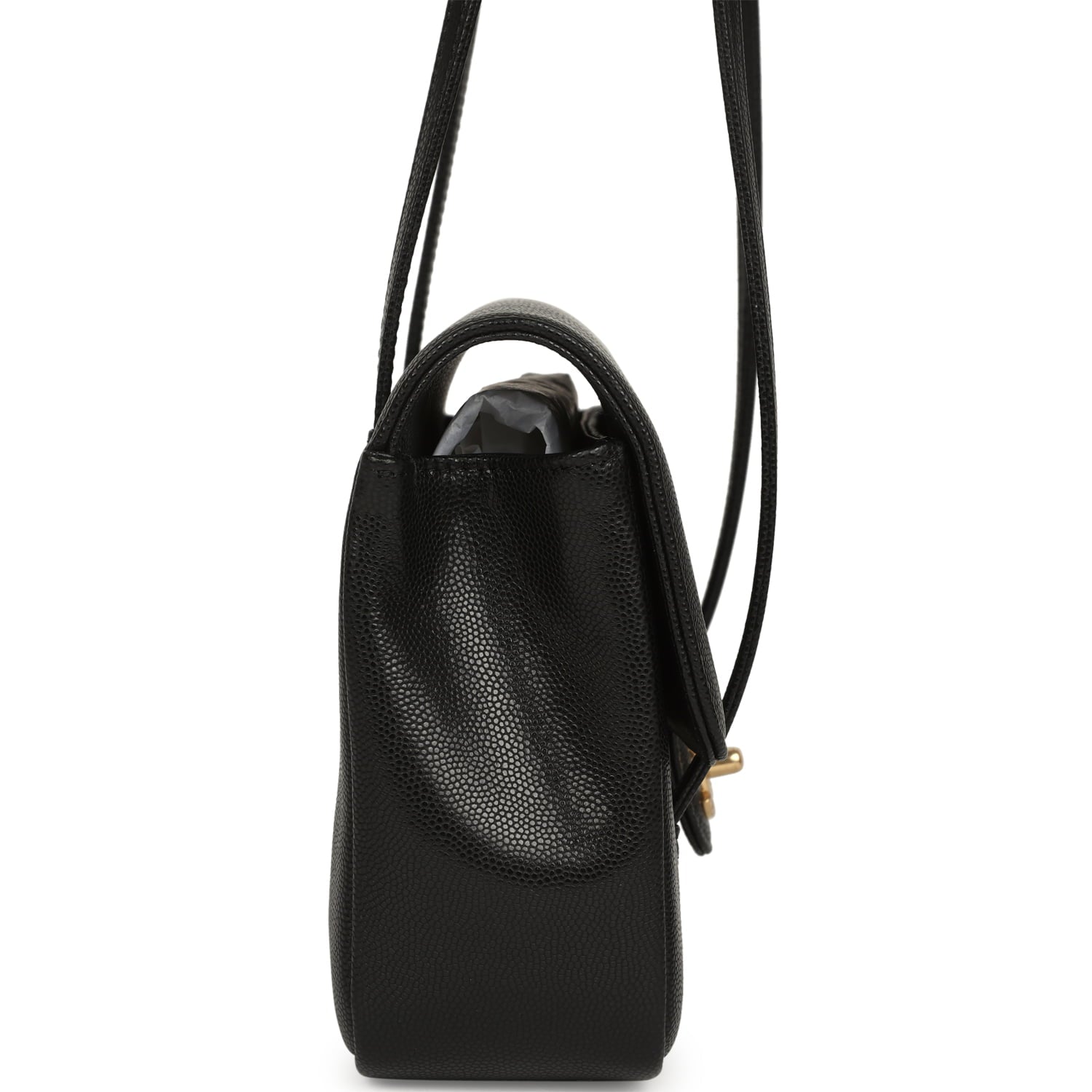 Small Preppy Coco Flap Bag Black Shiny Caviar Brushed Gold Hardware