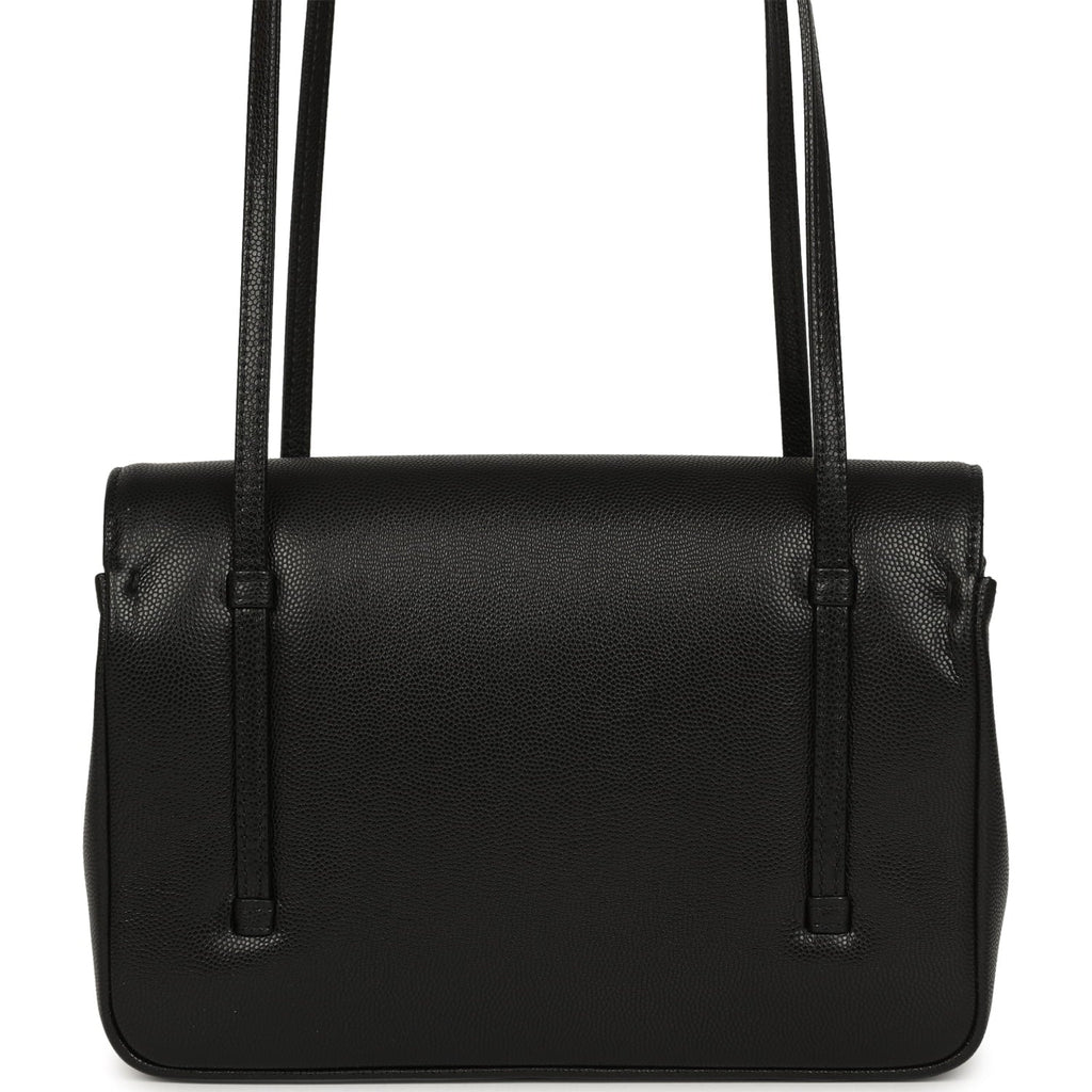 Small Preppy Coco Flap Bag Black Shiny Caviar Brushed Gold Hardware