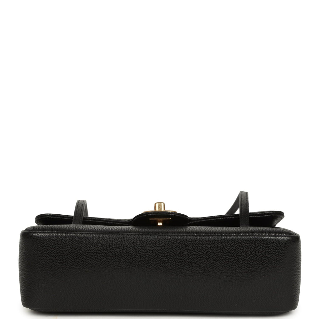 Small Preppy Coco Flap Bag Black Shiny Caviar Brushed Gold Hardware