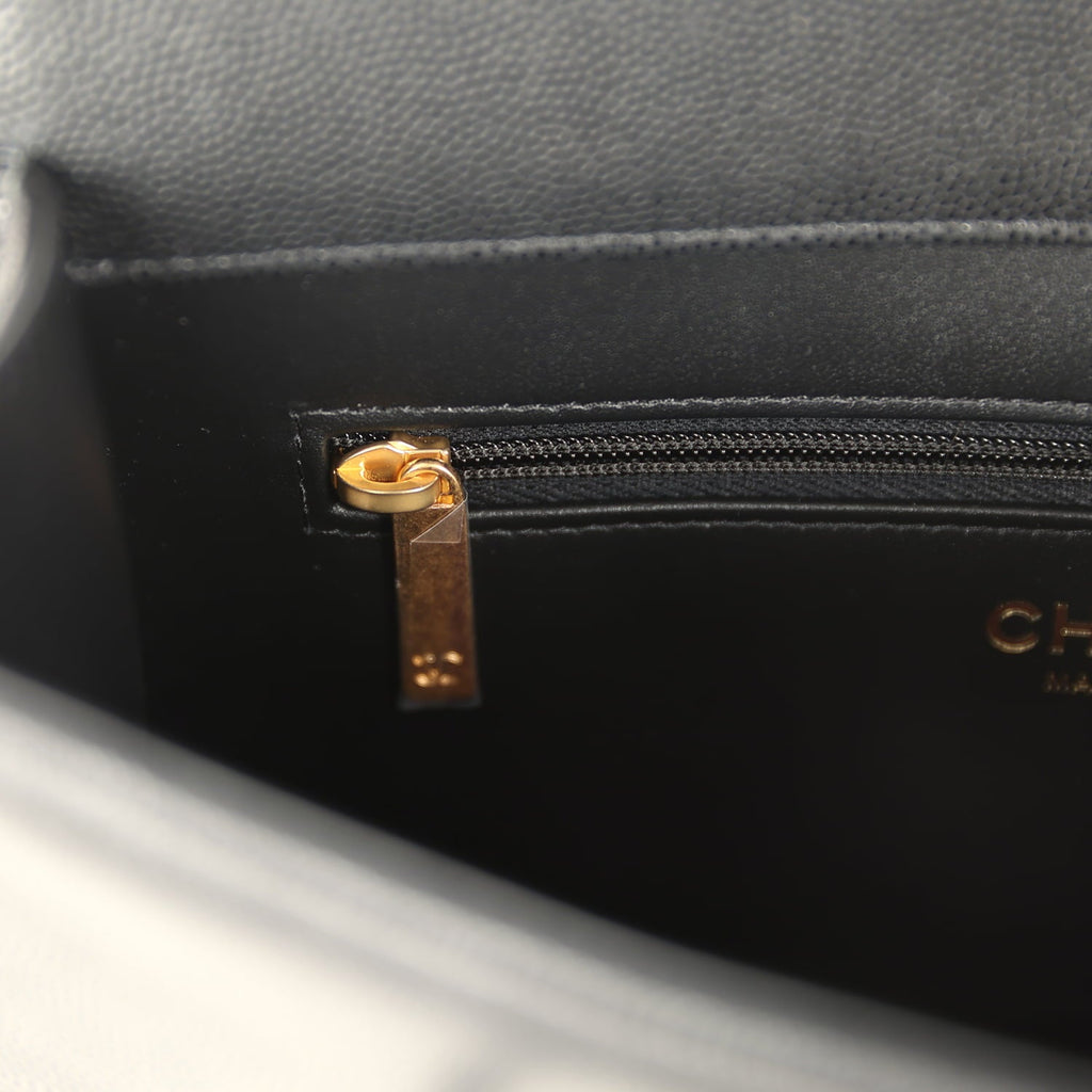 Small Preppy Coco Flap Bag Black Shiny Caviar Brushed Gold Hardware