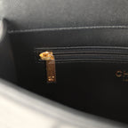 Small Preppy Coco Flap Bag Black Shiny Caviar Brushed Gold Hardware