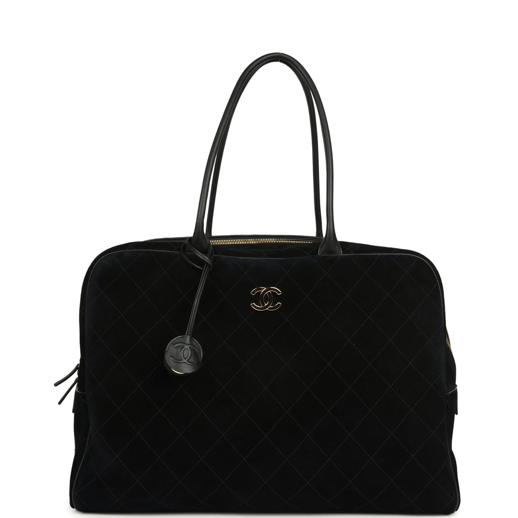 Maxi "Perfect Bowling" Bag Black Suede Gold Hardware