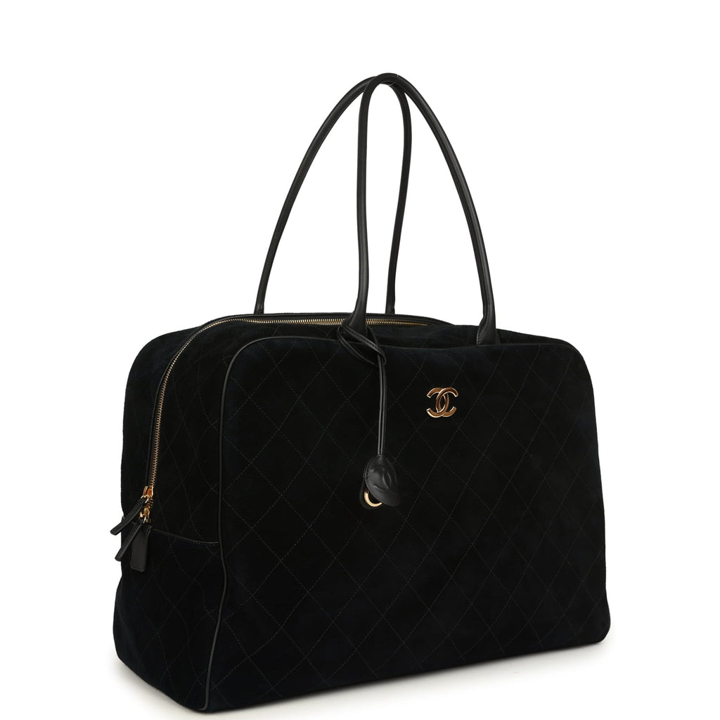 Maxi "Perfect Bowling" Bag Black Suede Gold Hardware