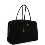 Maxi "Perfect Bowling" Bag Black Suede Gold Hardware