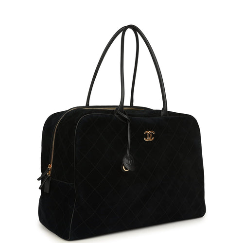 Maxi "Perfect Bowling" Bag Black Suede Gold Hardware