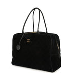 Maxi "Perfect Bowling" Bag Black Suede Gold Hardware