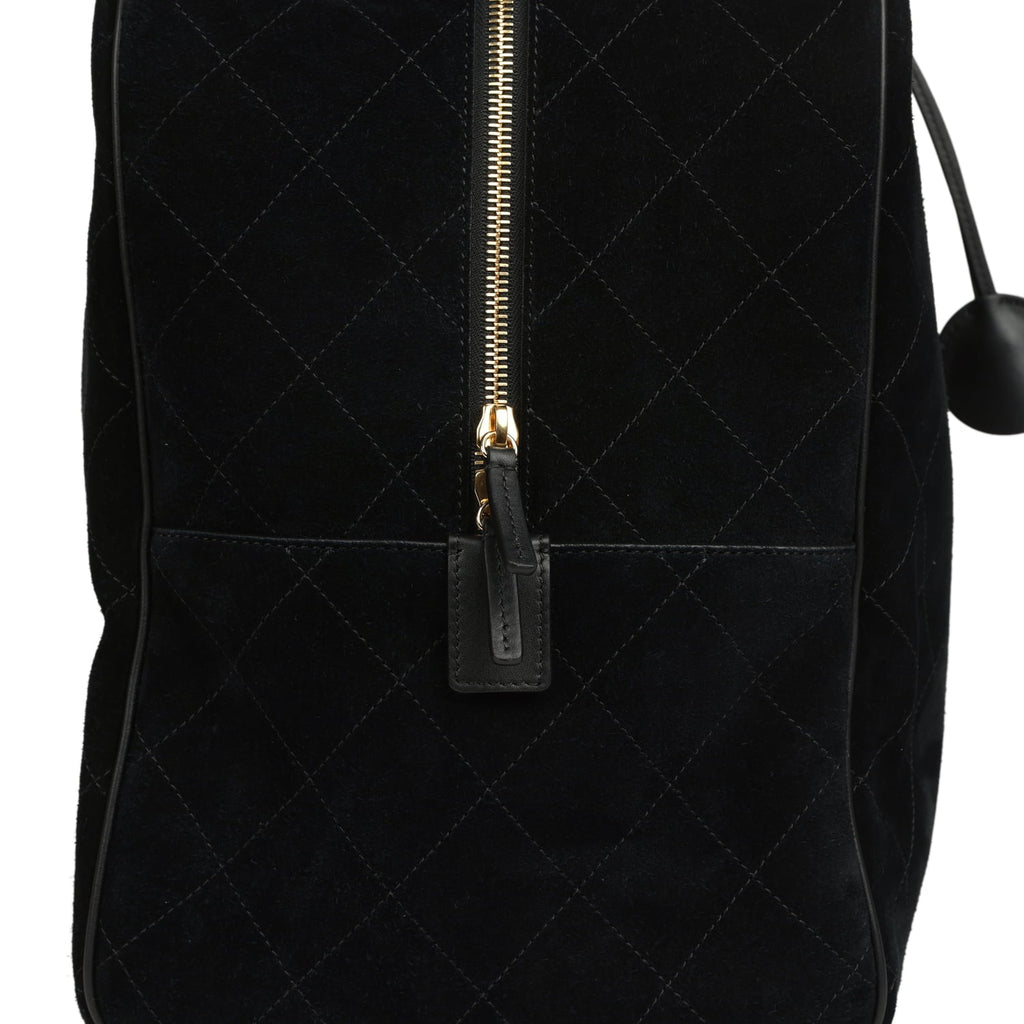 Maxi "Perfect Bowling" Bag Black Suede Gold Hardware