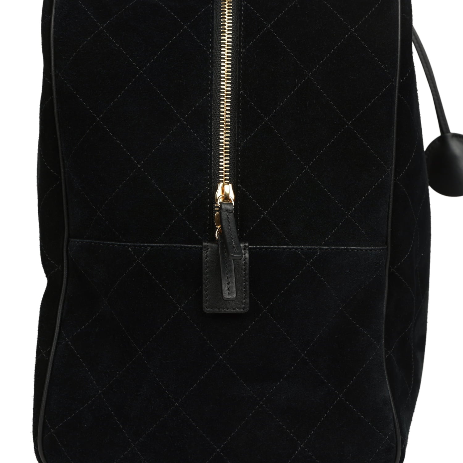 Maxi "Perfect Bowling" Bag Black Suede Gold Hardware