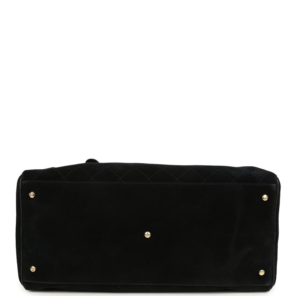 Maxi "Perfect Bowling" Bag Black Suede Gold Hardware