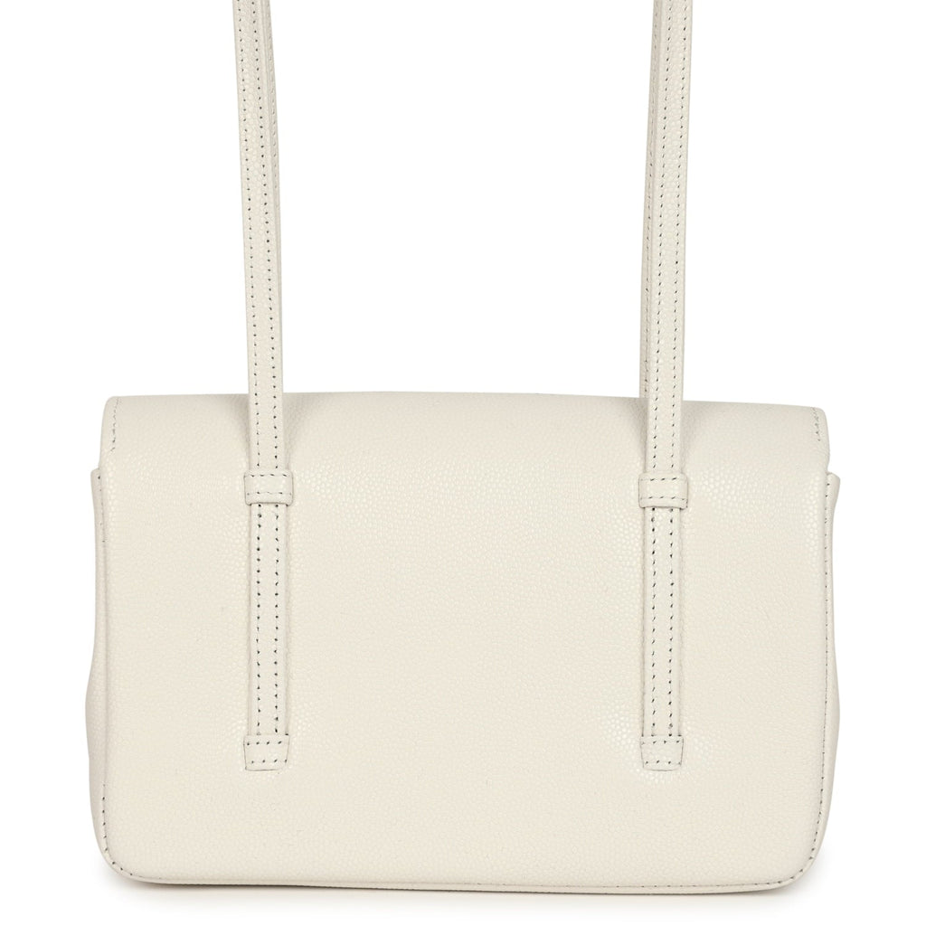 Mini Preppy Coco Clutch with Straps White Shiny Caviar Brushed Gold Hardware