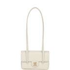 Mini Preppy Coco Clutch with Straps White Shiny Caviar Brushed Gold Hardware
