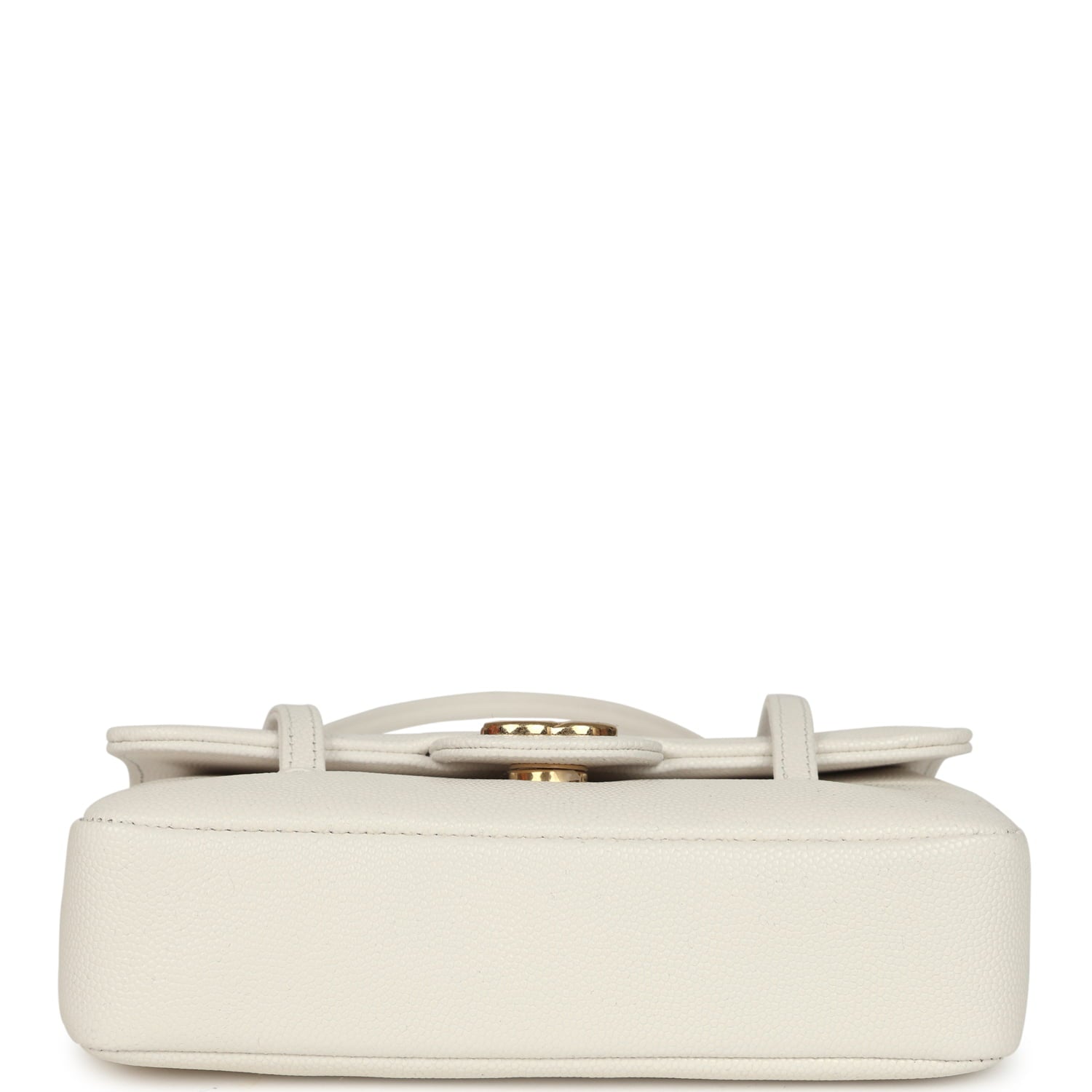 Mini Preppy Coco Clutch with Straps White Shiny Caviar Brushed Gold Hardware