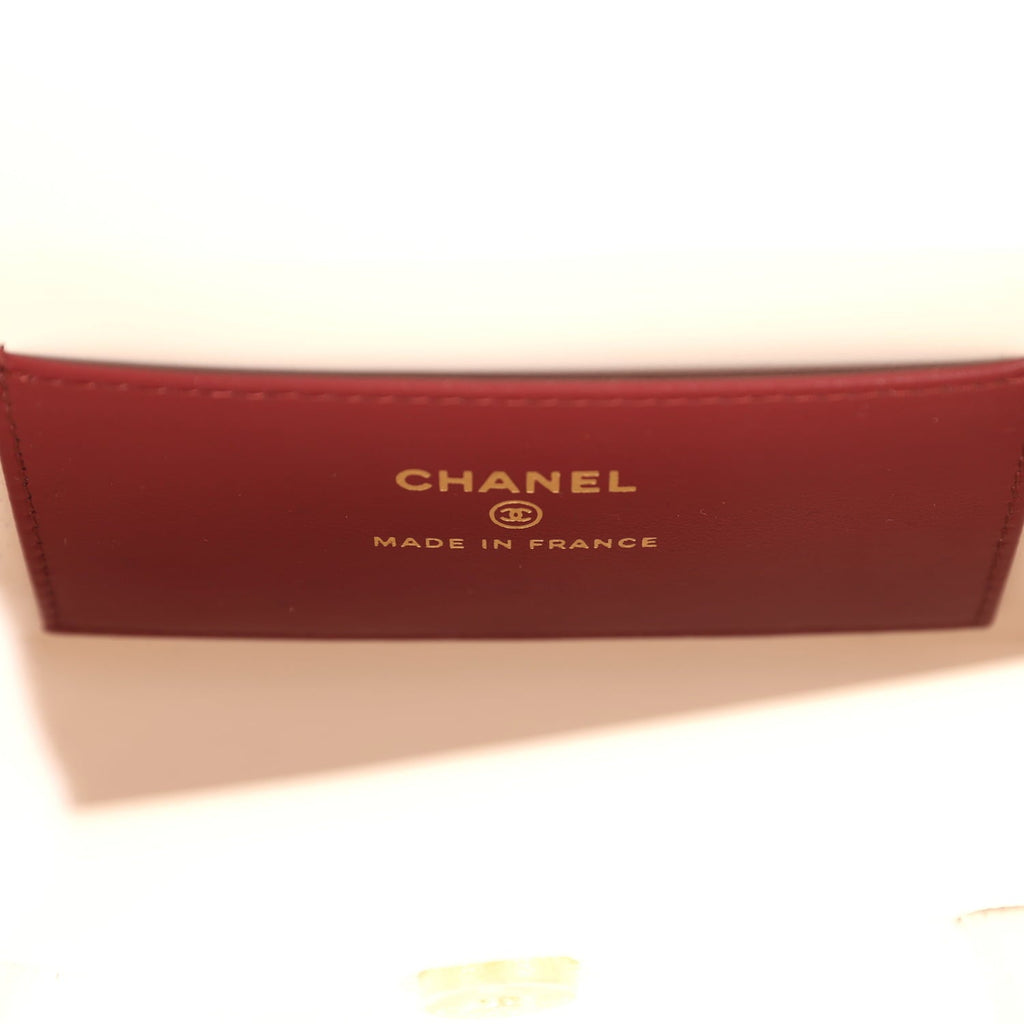 Mini Preppy Coco Clutch with Straps White Shiny Caviar Brushed Gold Hardware