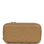 Small Top Handle Vanity Case Dark Beige Lambskin Light Gold Hardware
