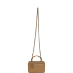Small Top Handle Vanity Case Dark Beige Lambskin Light Gold Hardware