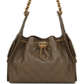 Small 25 Hobo Bag Dark Khaki Caviar Antique Gold Hardware