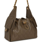 Small 25 Hobo Bag Dark Khaki Caviar Antique Gold Hardware