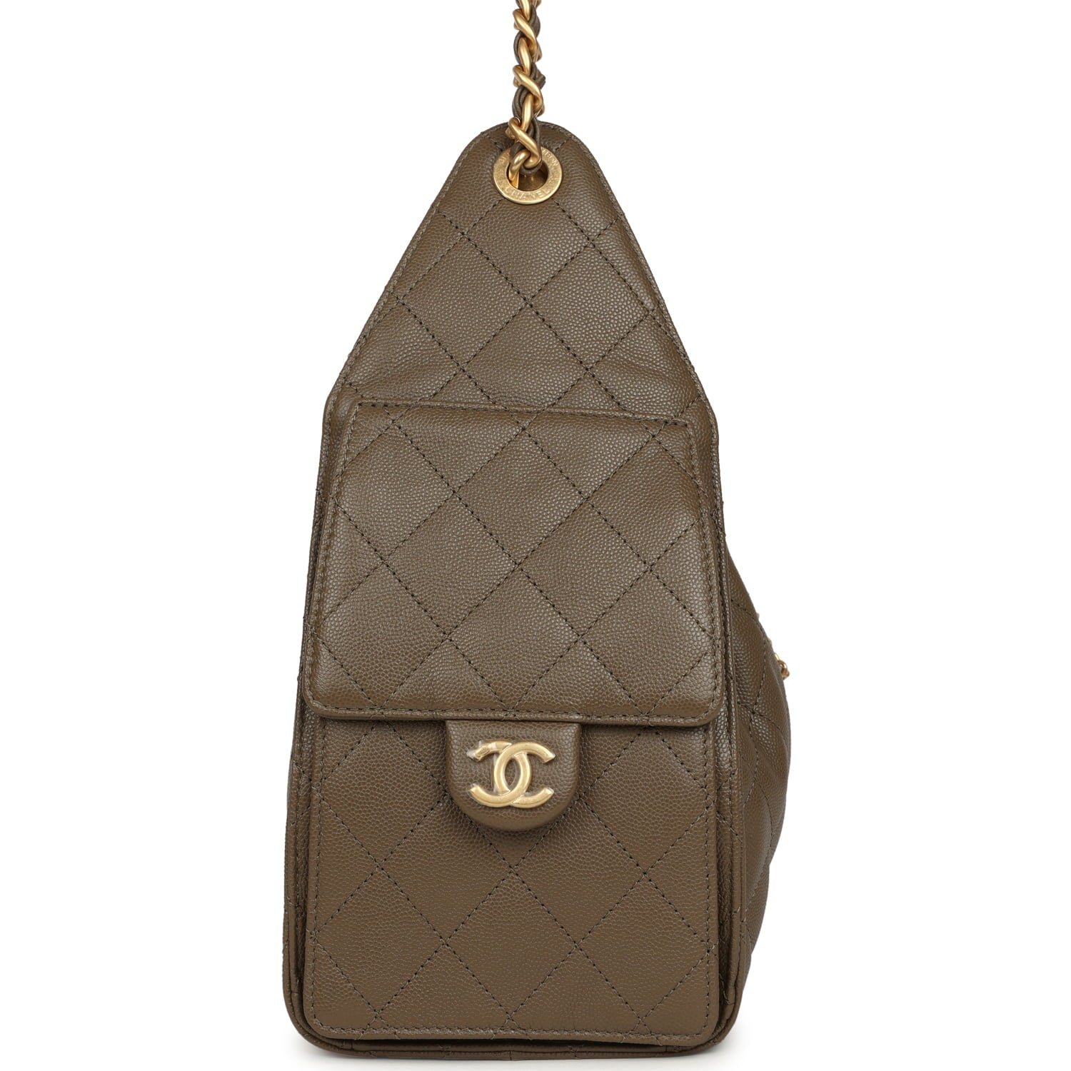 Small 25 Hobo Bag Dark Khaki Caviar Antique Gold Hardware
