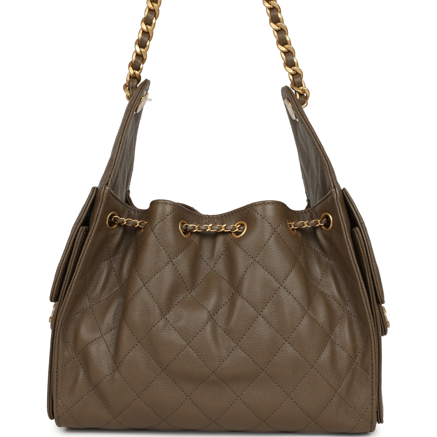 Small 25 Hobo Bag Dark Khaki Caviar Antique Gold Hardware