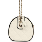 Mini Timeless Classic Barrel Bag with Chain White and Black Lambskin Light Gold Hardware