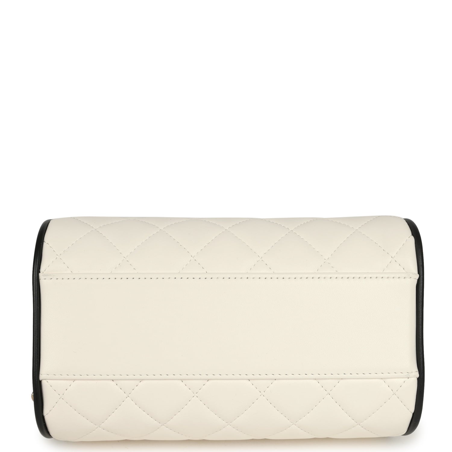 Mini Timeless Classic Barrel Bag with Chain White and Black Lambskin Light Gold Hardware