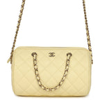 Mini Timeless Classic Barrel Bag with Chain Yellow Shiny Caviar Light Gold Hardware