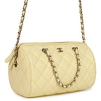 Mini Timeless Classic Barrel Bag with Chain Yellow Shiny Caviar Light Gold Hardware