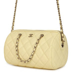 Mini Timeless Classic Barrel Bag with Chain Yellow Shiny Caviar Light Gold Hardware