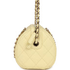 Mini Timeless Classic Barrel Bag with Chain Yellow Shiny Caviar Light Gold Hardware