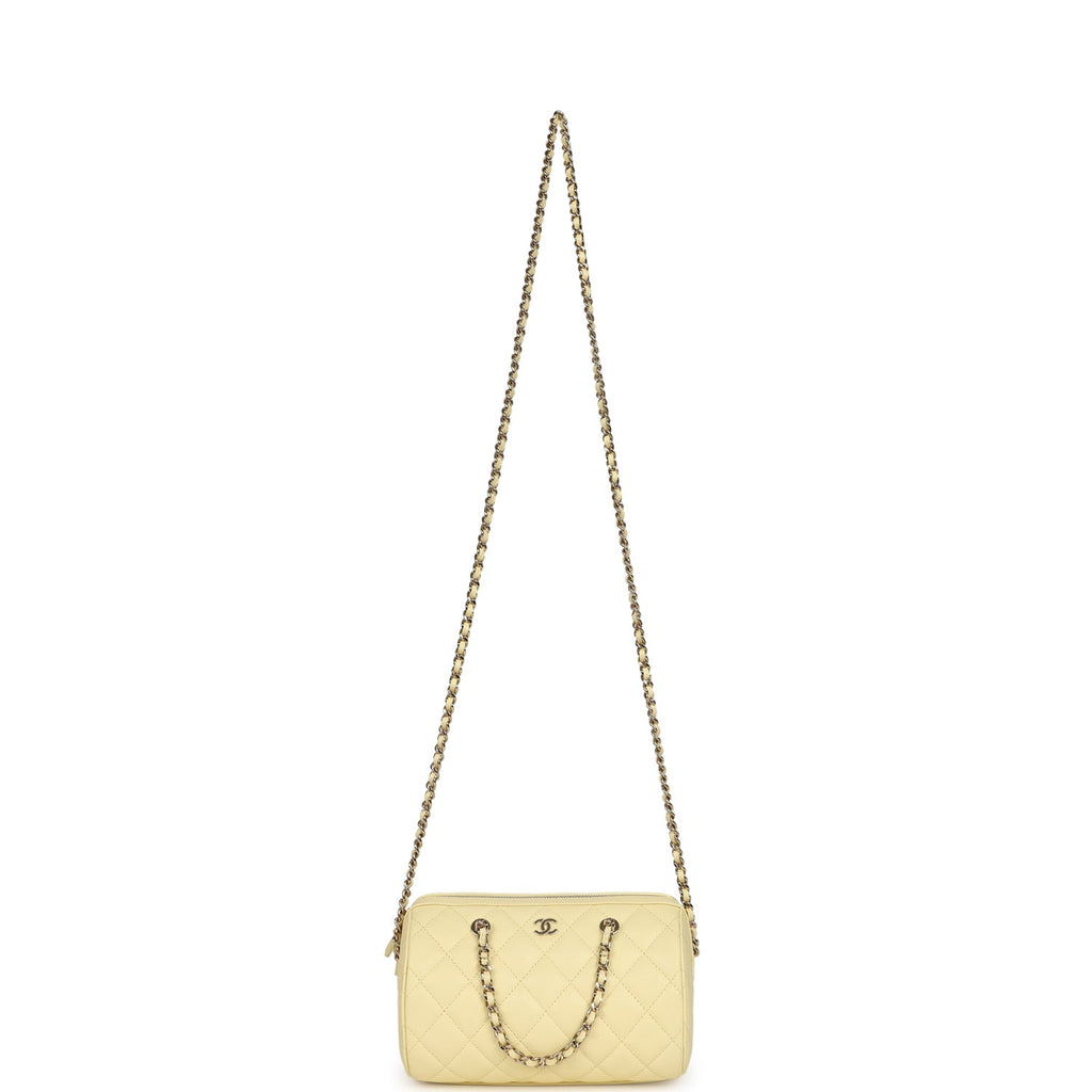Mini Timeless Classic Barrel Bag with Chain Yellow Shiny Caviar Light Gold Hardware