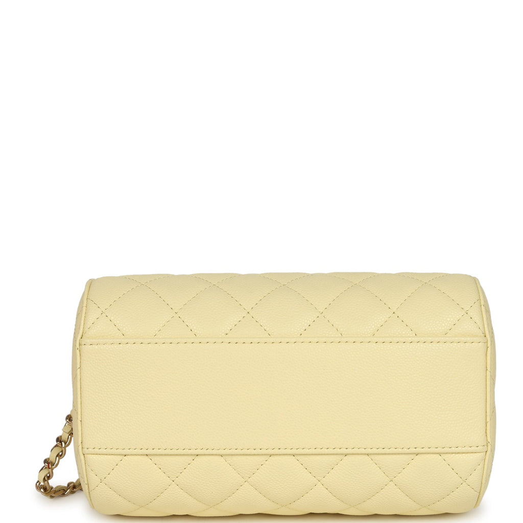 Mini Timeless Classic Barrel Bag with Chain Yellow Shiny Caviar Light Gold Hardware