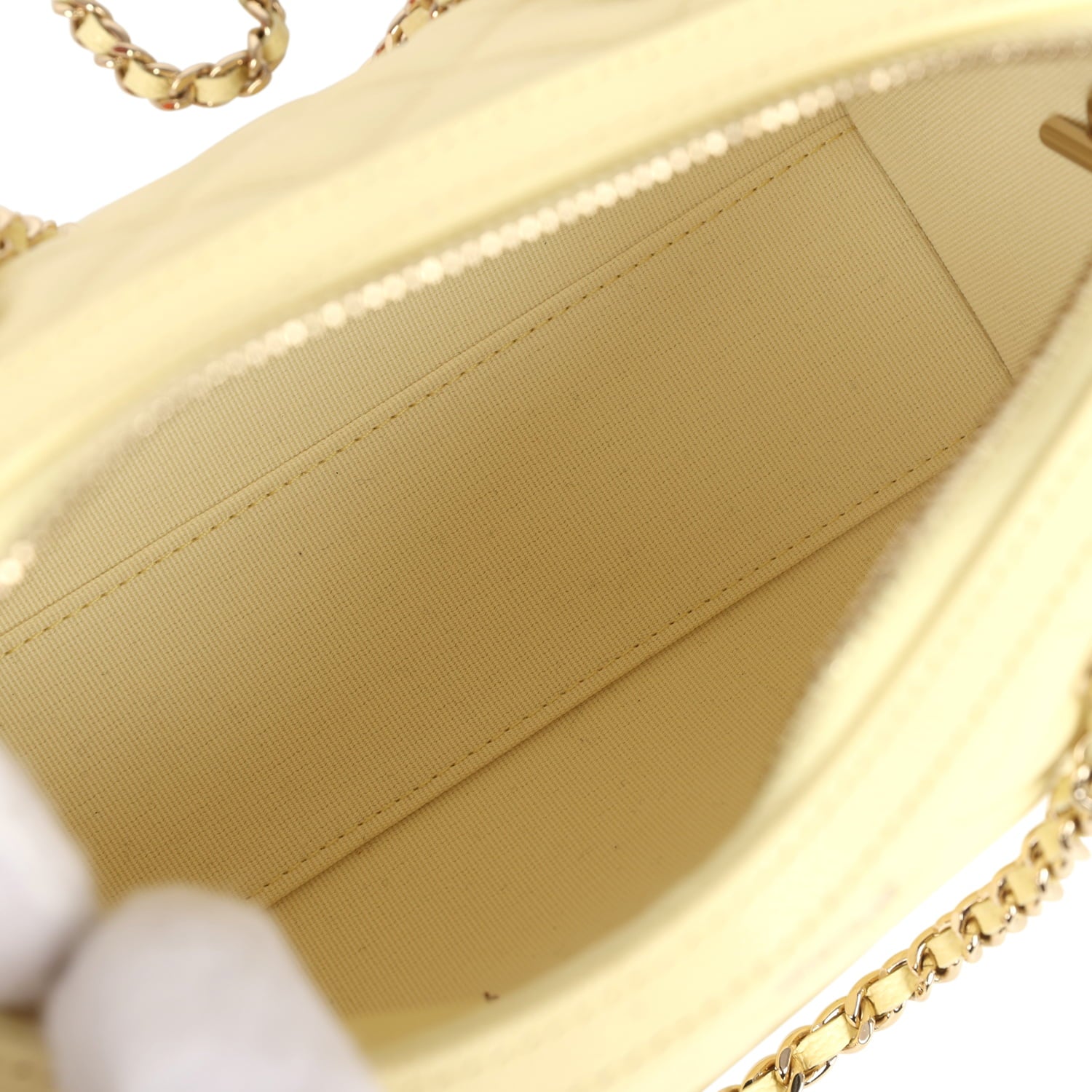 Mini Timeless Classic Barrel Bag with Chain Yellow Shiny Caviar Light Gold Hardware