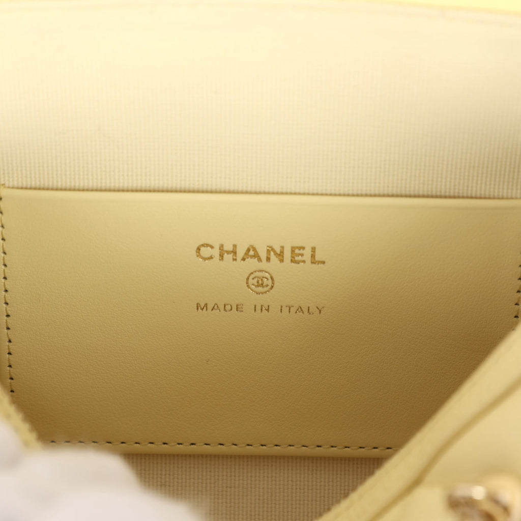 Mini Timeless Classic Barrel Bag with Chain Yellow Shiny Caviar Light Gold Hardware
