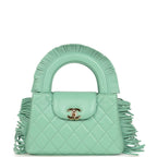 Small Fringe Kelly Green Lambskin Gold Hardware