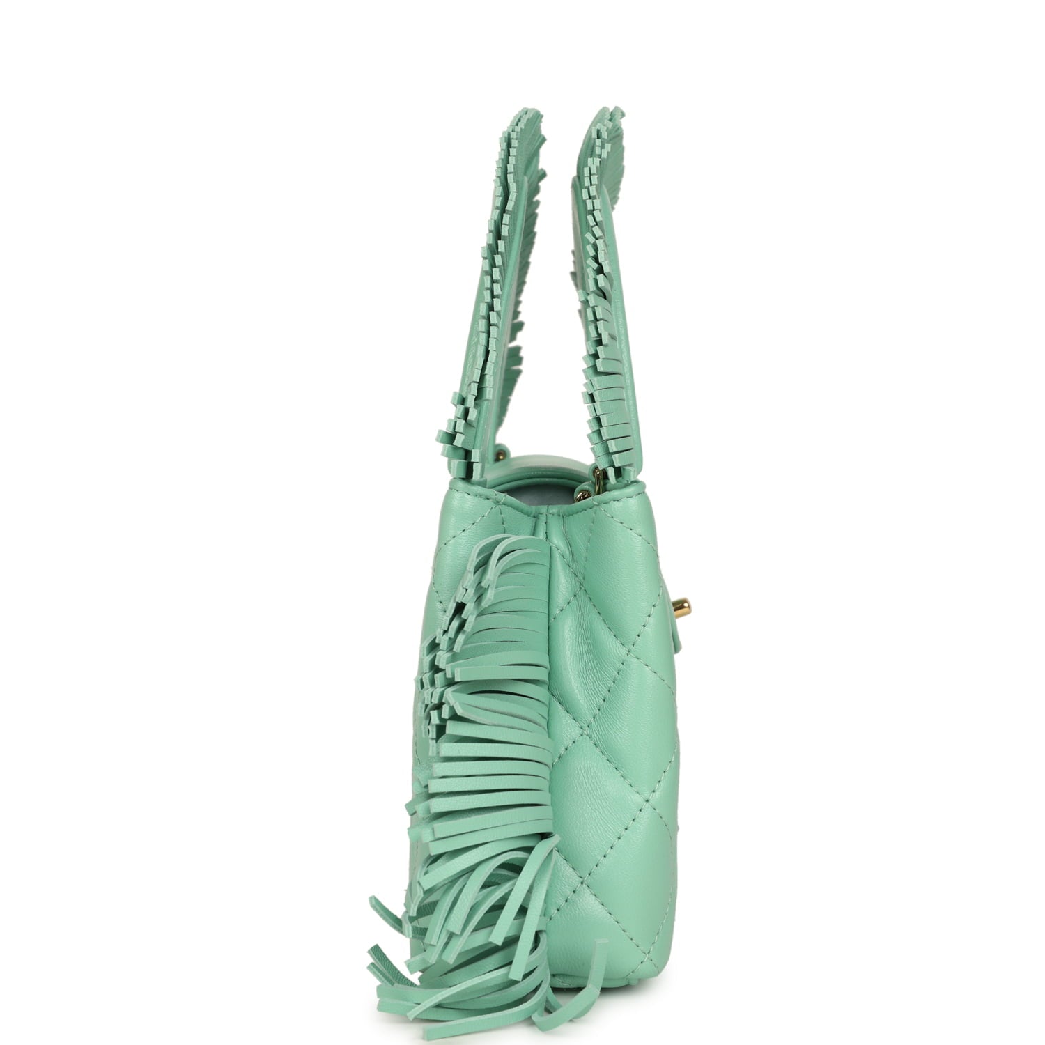Small Fringe Kelly Green Lambskin Gold Hardware