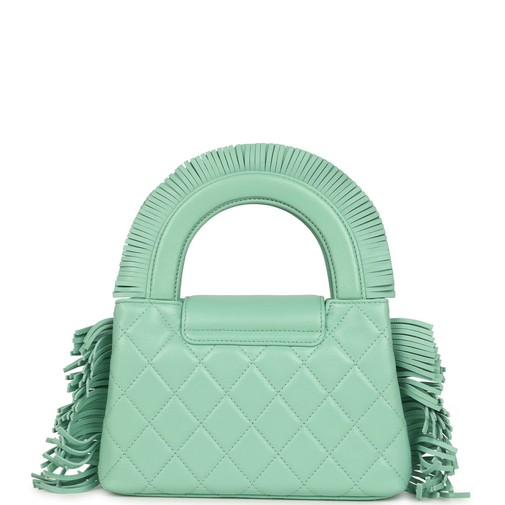 Small Fringe Kelly Green Lambskin Gold Hardware
