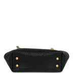 Small Coco Shopping Bag Black Raffia and White Calfskin Antique Gold Hardware