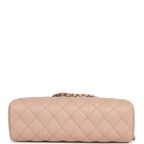 Small Bowling Clutch with Chain Straps Pink Shiny Caviar Light Gold Hardware