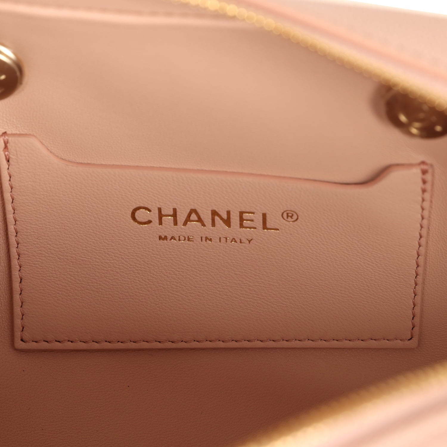 Small Bowling Clutch with Chain Straps Pink Shiny Caviar Light Gold Hardware