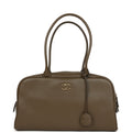 Large "Perfect Bowling" Bag Dark Khaki Calfskin Gold Hardware