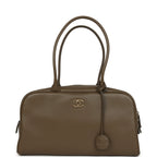Large "Perfect Bowling" Bag Dark Khaki Calfskin Gold Hardware