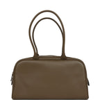 Large "Perfect Bowling" Bag Dark Khaki Calfskin Gold Hardware