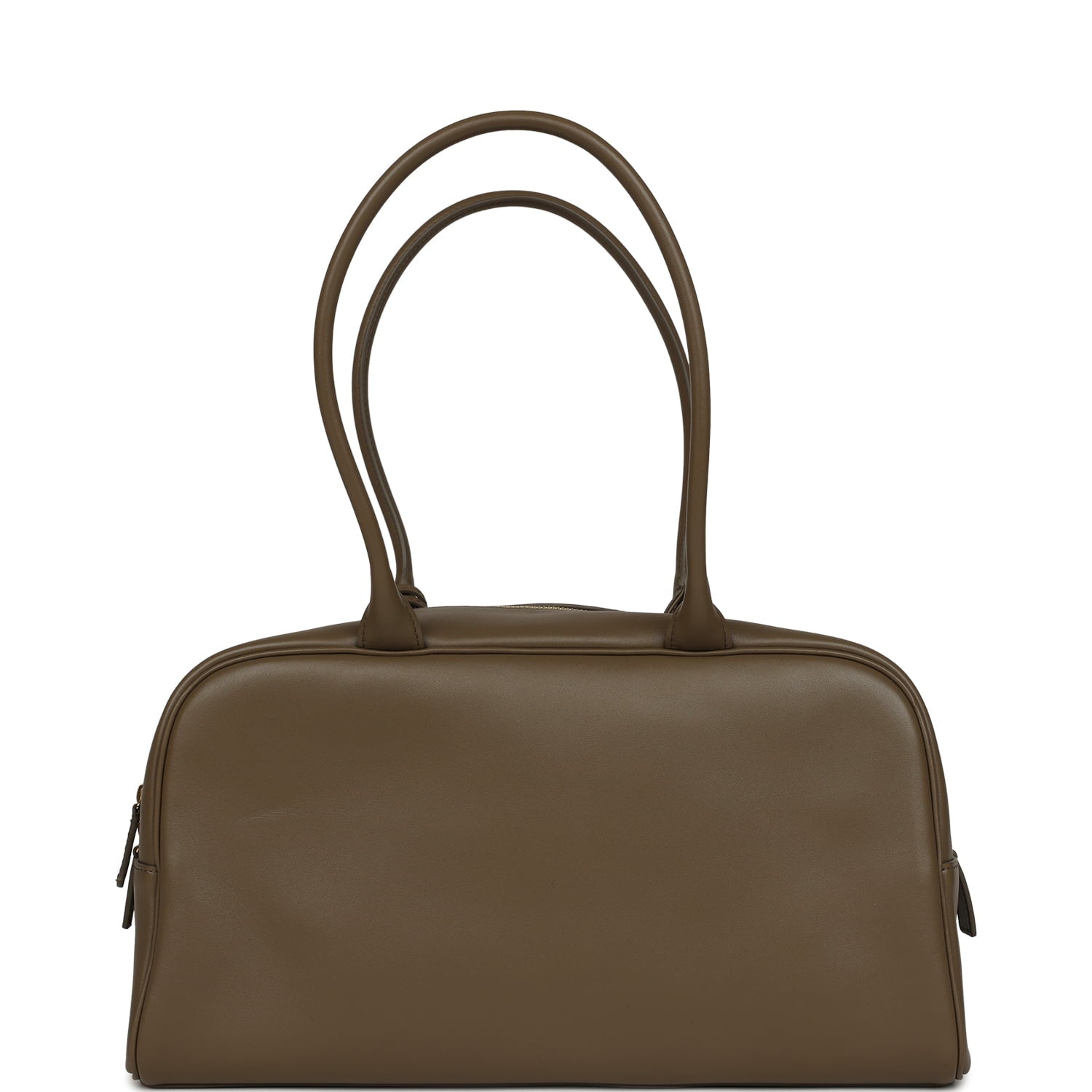 Large "Perfect Bowling" Bag Dark Khaki Calfskin Gold Hardware