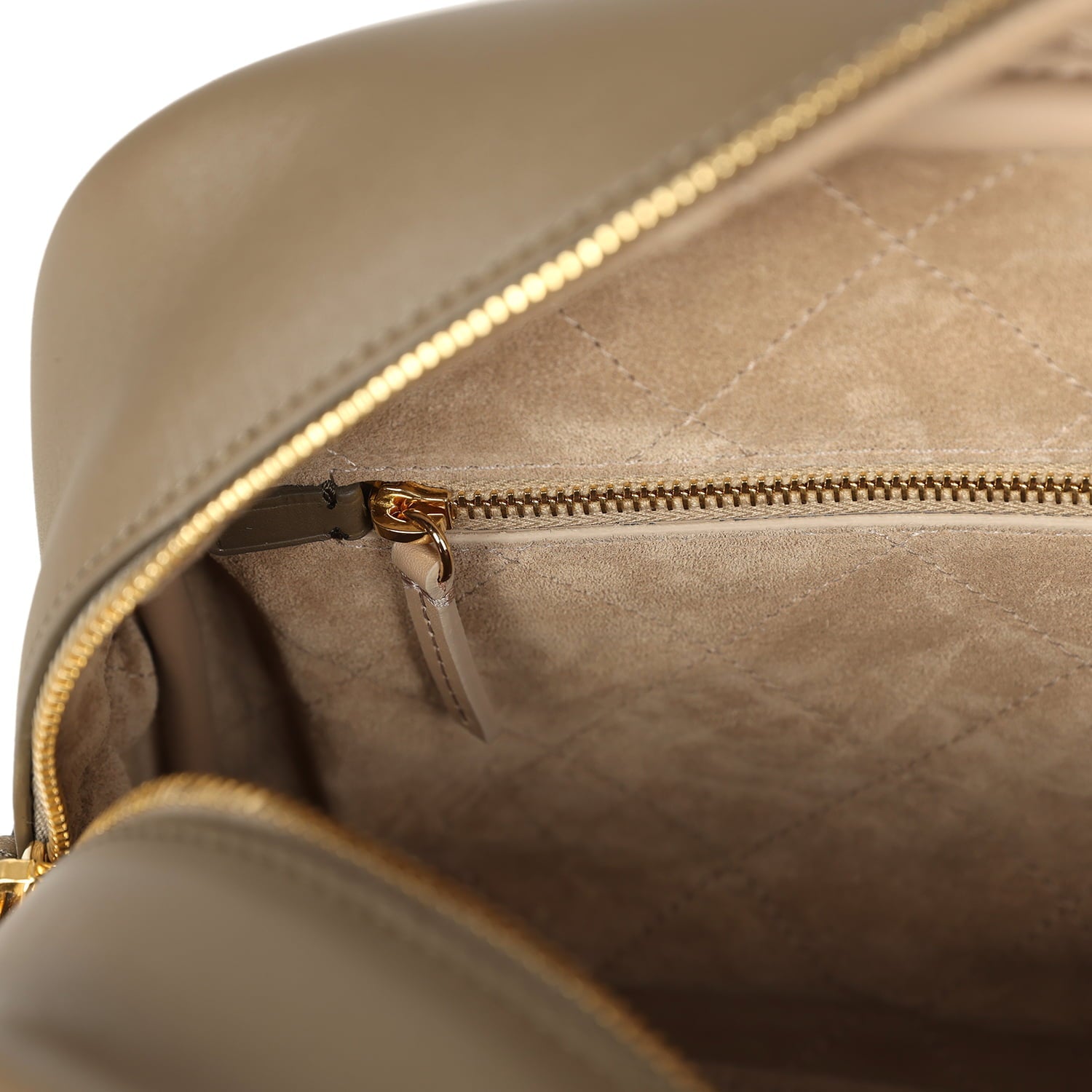 Large "Perfect Bowling" Bag Dark Khaki Calfskin Gold Hardware