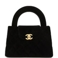 Small Kelly Shopper Black Velvet Brushed Gold Hardware